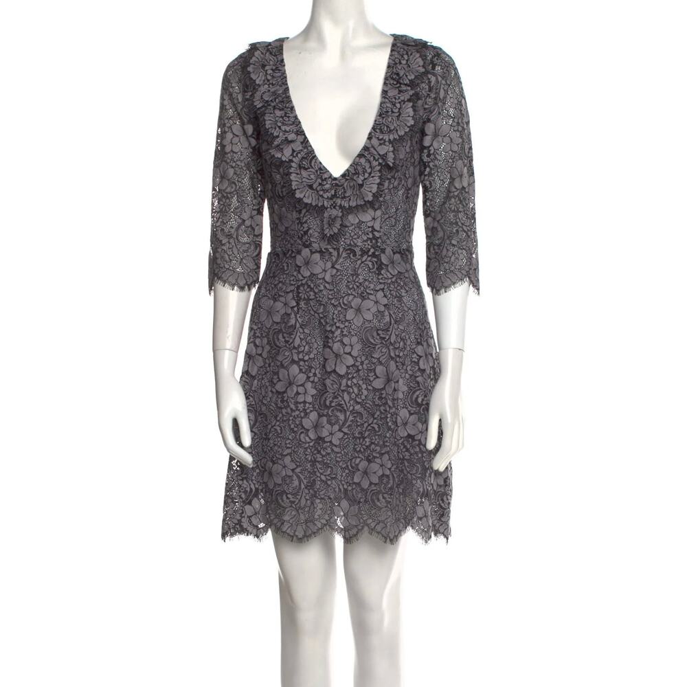For Love & Lemons Theodora Lace Mini Dress Gray Black Floral
